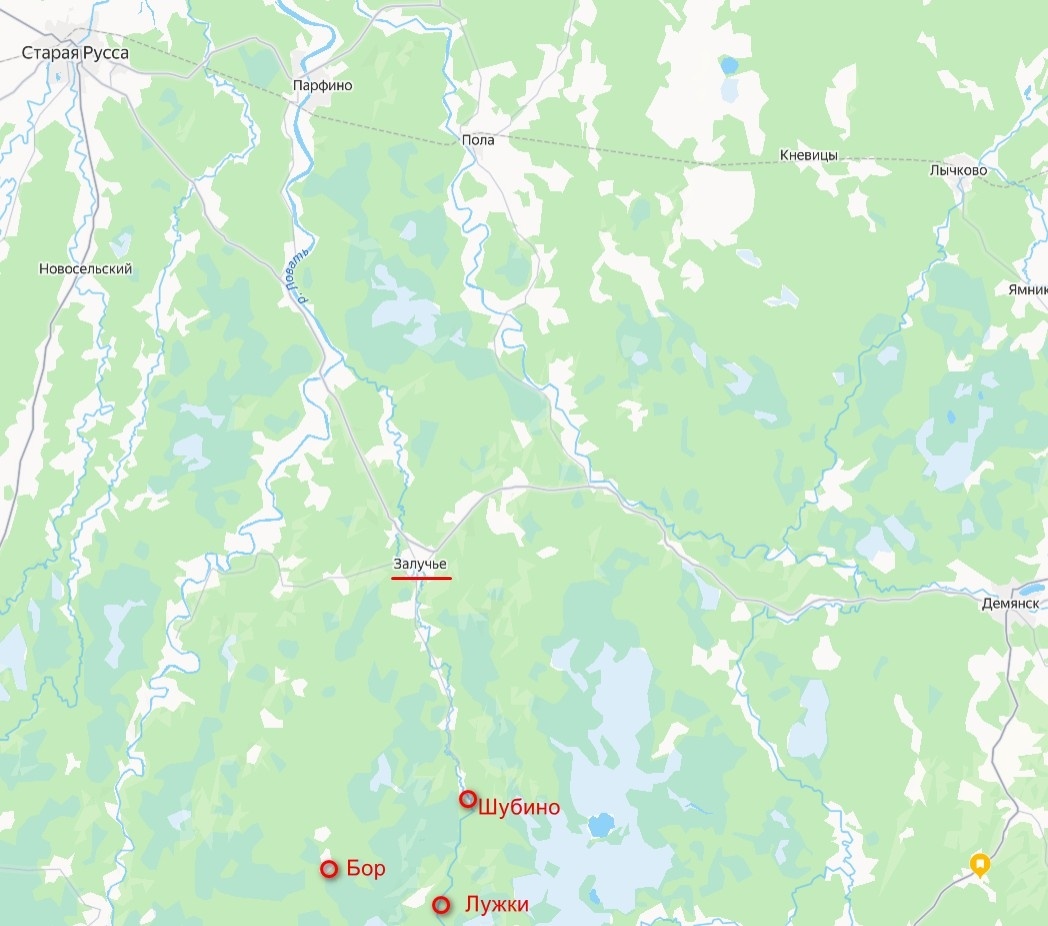 Схема района. Атака партизан на дороге Бор-Лужки