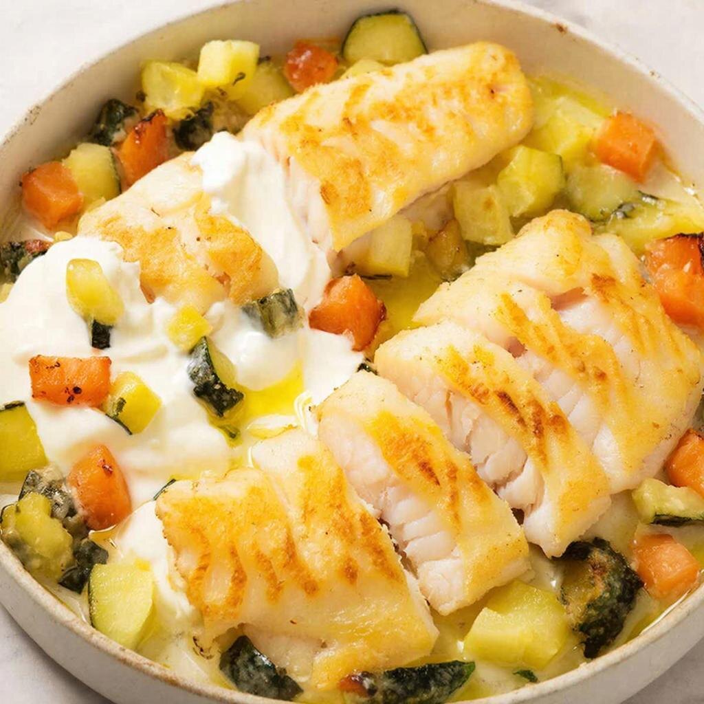 Легкое и полезное блюдо: Запечённая рыба с овощами 