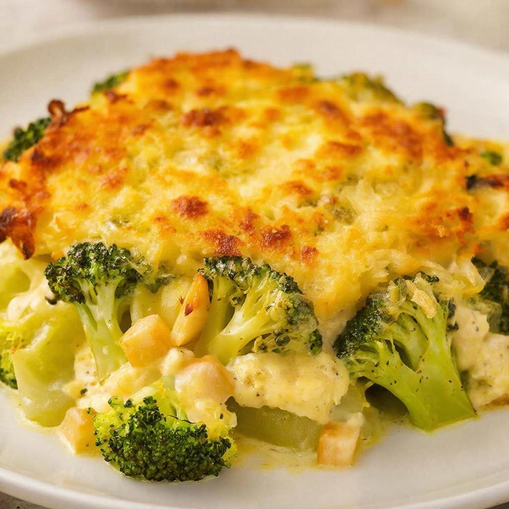 Запеканка из брокколи и цветной капусты с нежирным сыром 
