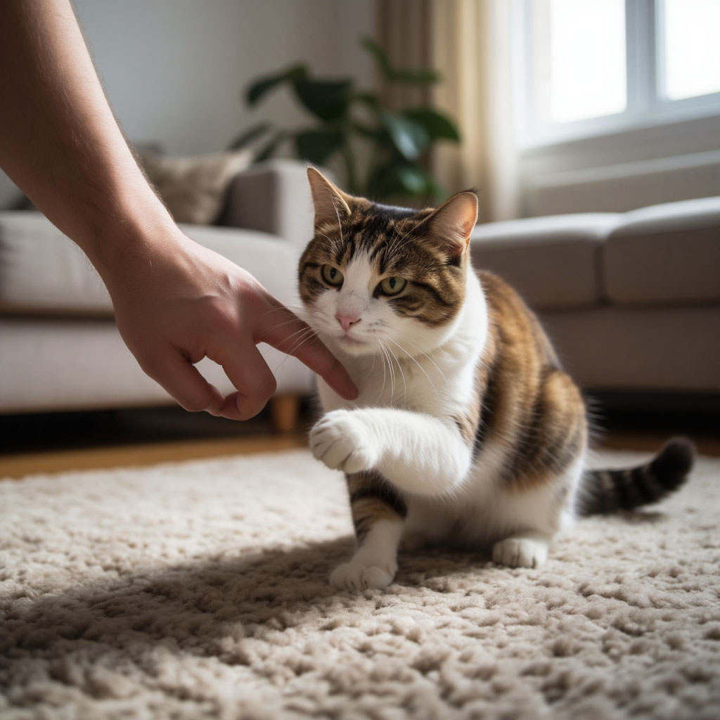 Примерно так Пушистик охотится на "страшную руку".