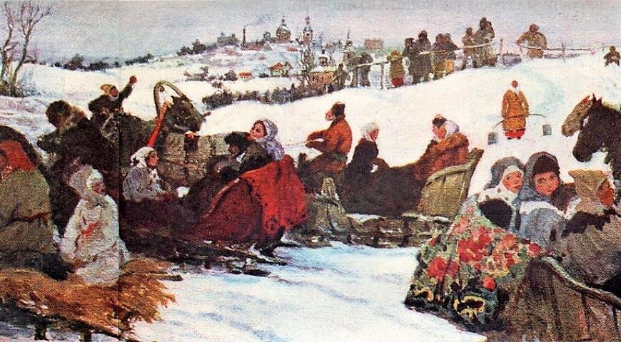 А. А. Бучкури. «Катание на санях». 1916. Холст, масло. Воронежский областной художественный музей им. Крамского