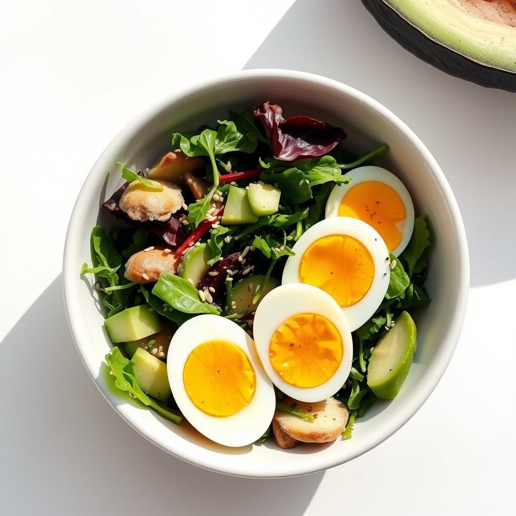 Овощной салат с перепелиными яйцами