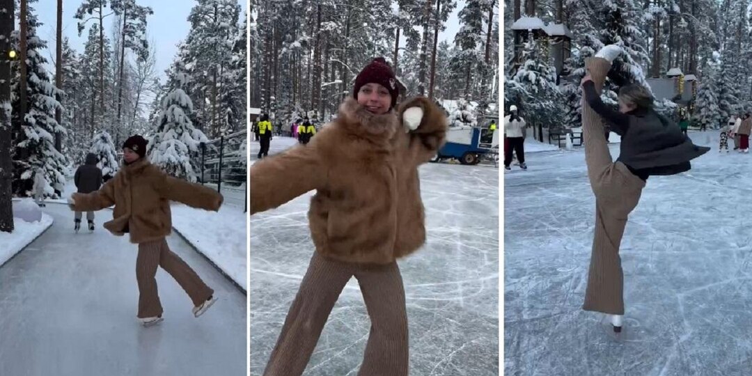 Александра Бойкова покаталась на катке в живописном парке под Санкт-Петербургом