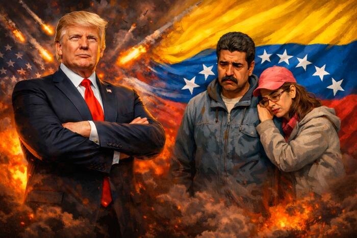 Агрессия против Каракаса. Венесуэла под ракетным обстрелом, Мадуро схвачен силами Delta Force, 3 января. Обложка © GPTChat