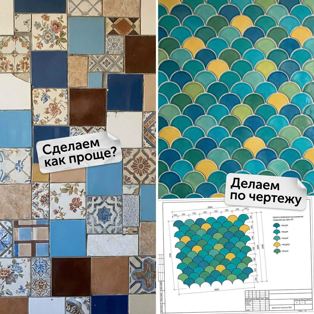 Укладка плитки с рисунком