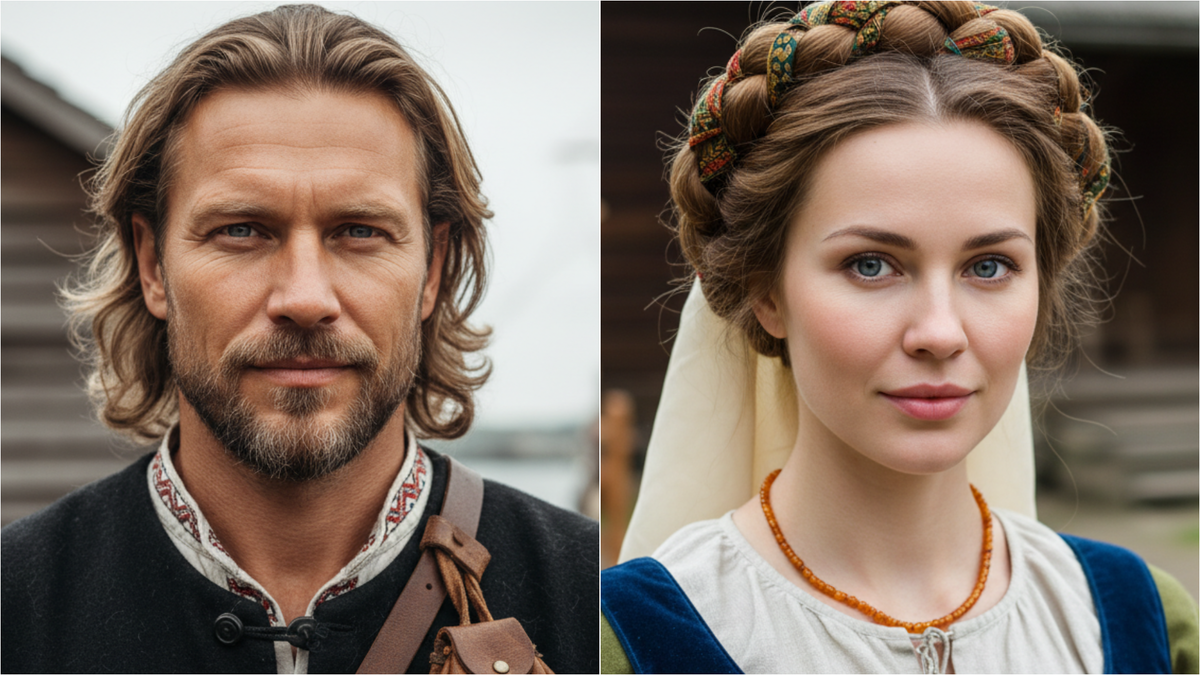 На фото - типичные зажиточные жители Курляндии, фото реконструкция