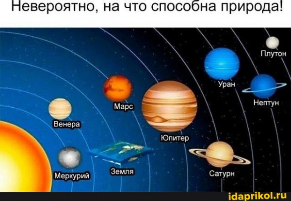 Наша планета с точки зрения адептов секты "плоская Земля". Фото в свободном доступе из интернета. 
