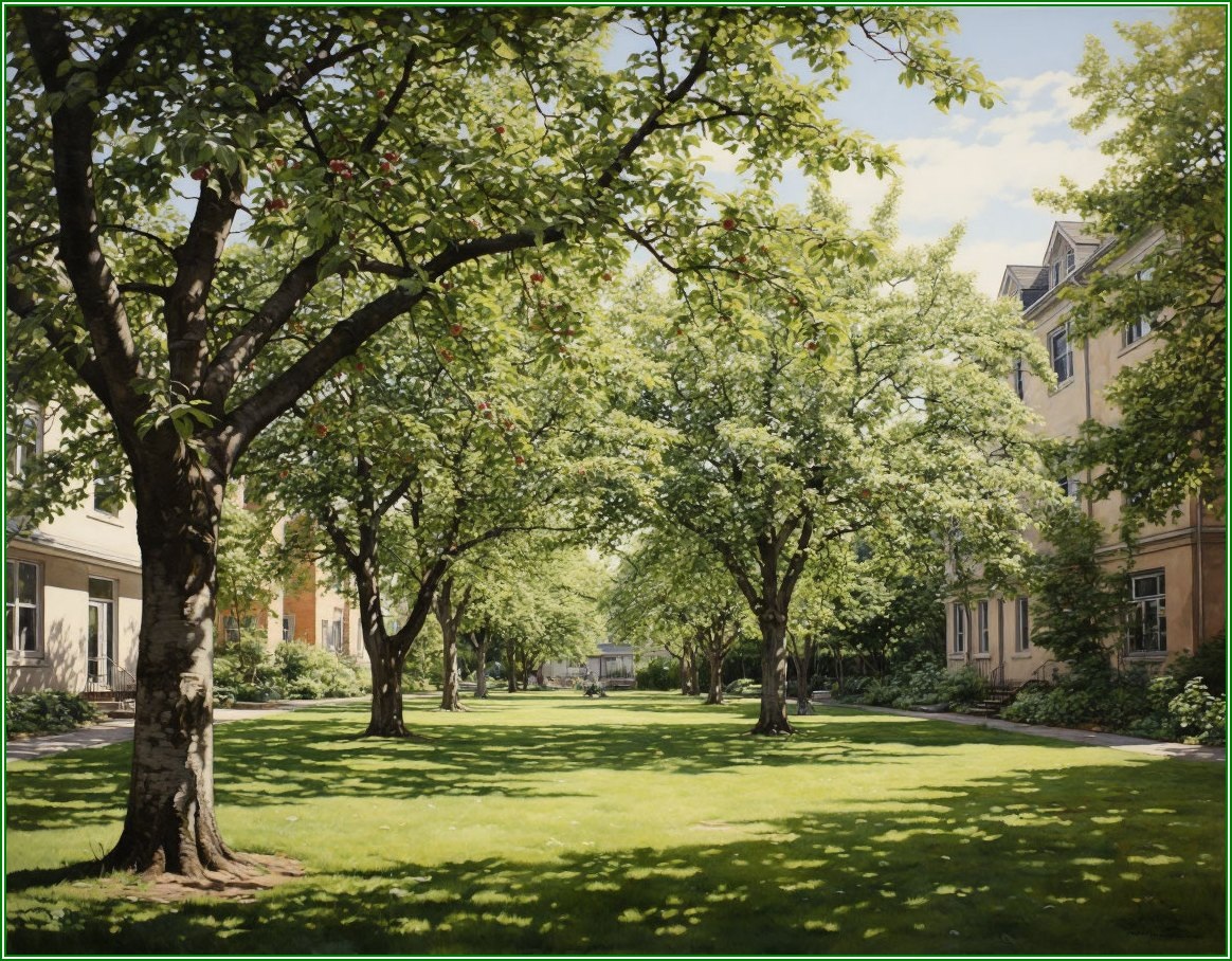 Сквер и яблони во сне