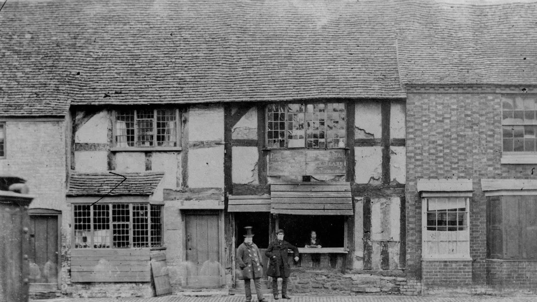 Дом, в котором жил У. Шекспир в Стратфорде (картинка середины XIX века)