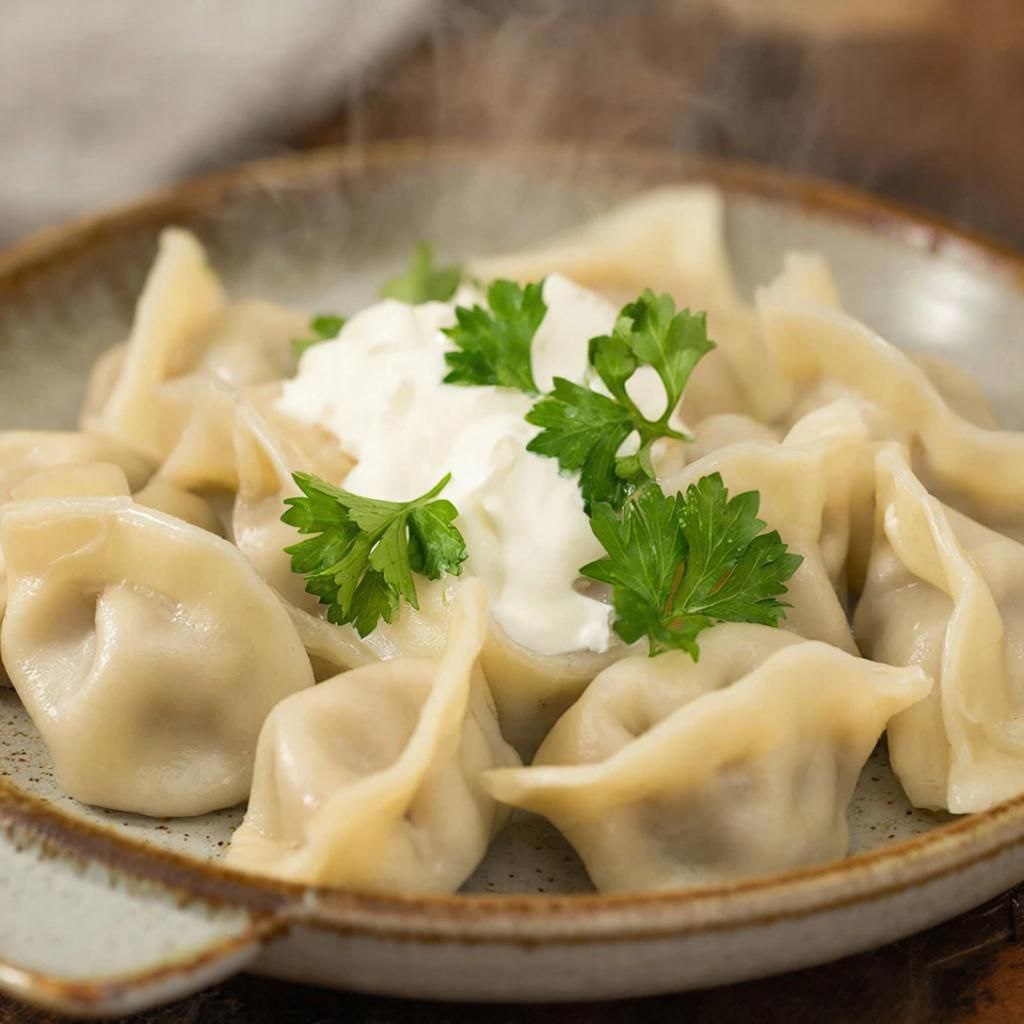 пельмени с филе щуки со сметаной и зеленью петрушки