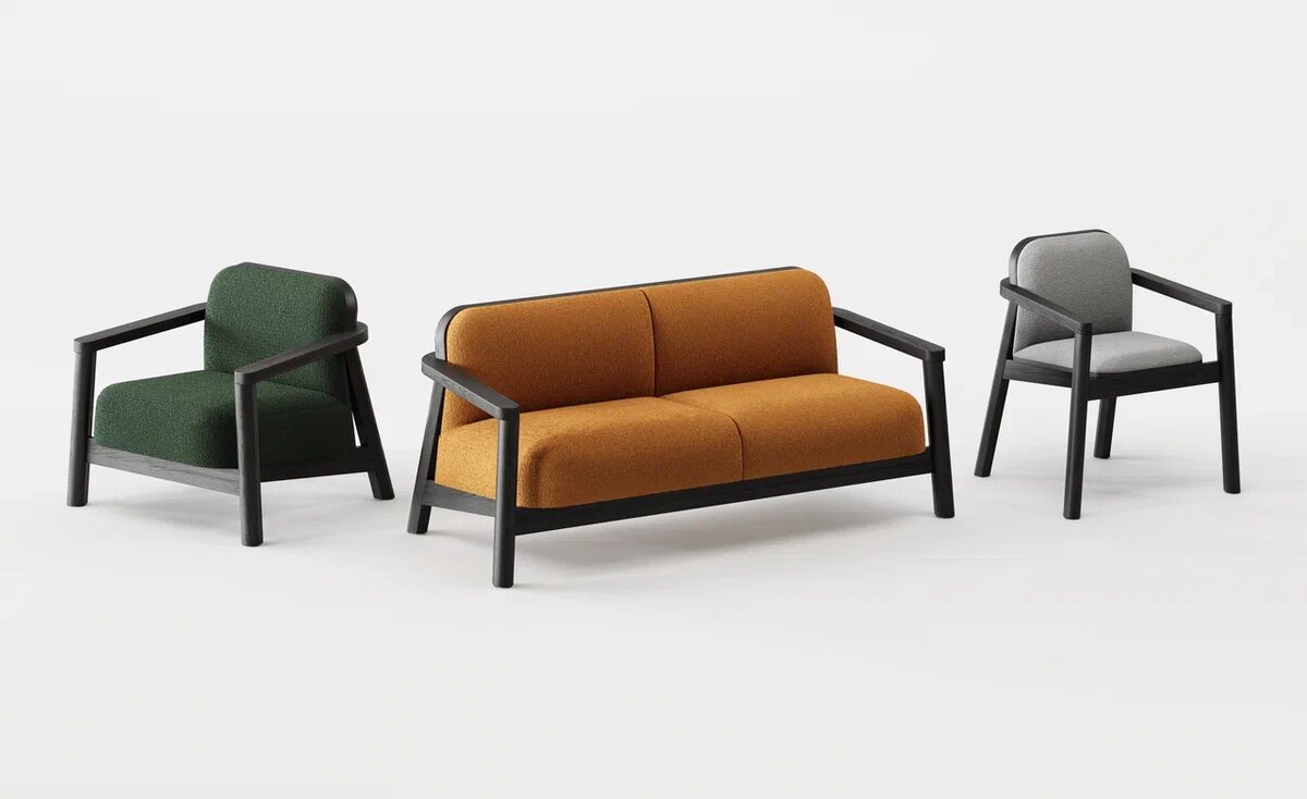 Коллекция АКЕЛА от мастерской ПОДХОЖУ: кресло, софа и стул