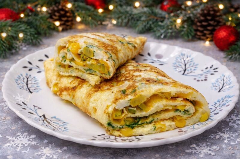 Яичный рулет с начинкой за 10 минут: быстрый завтрак из 2 яиц