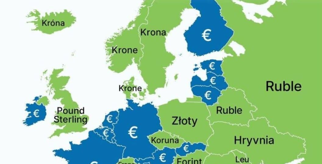 Карта: валюты европейских стран