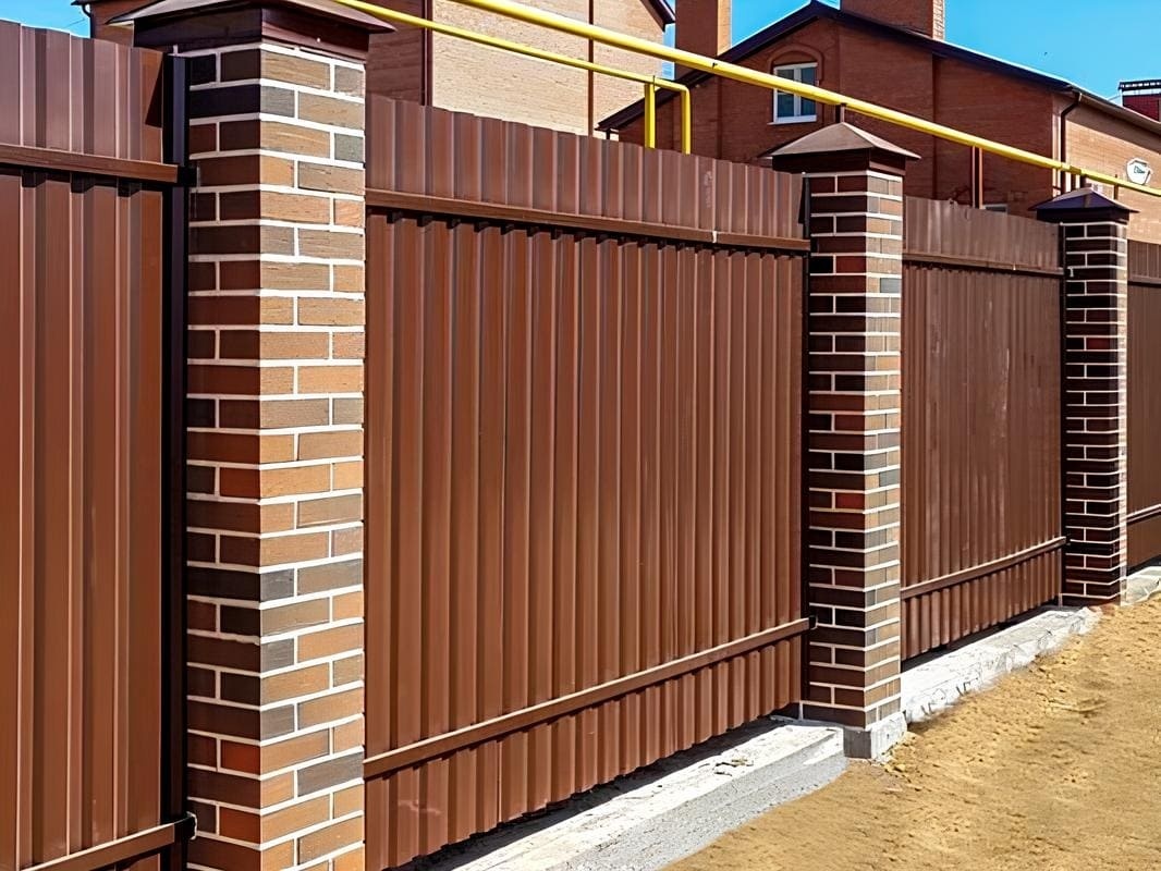 Забор-Фактор, Забор из профнастила на кирпичных столбах: установка весной