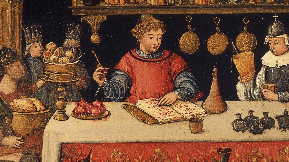     Фото: Midjourney Накопленный опыт мастер превратил в сборник, созданный в 1430-х годах. Этот документ сохраняет около 80 рецептов