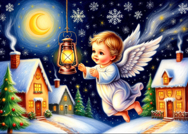 Ангел - небеный почтальон. Картинка автора из нейросетей