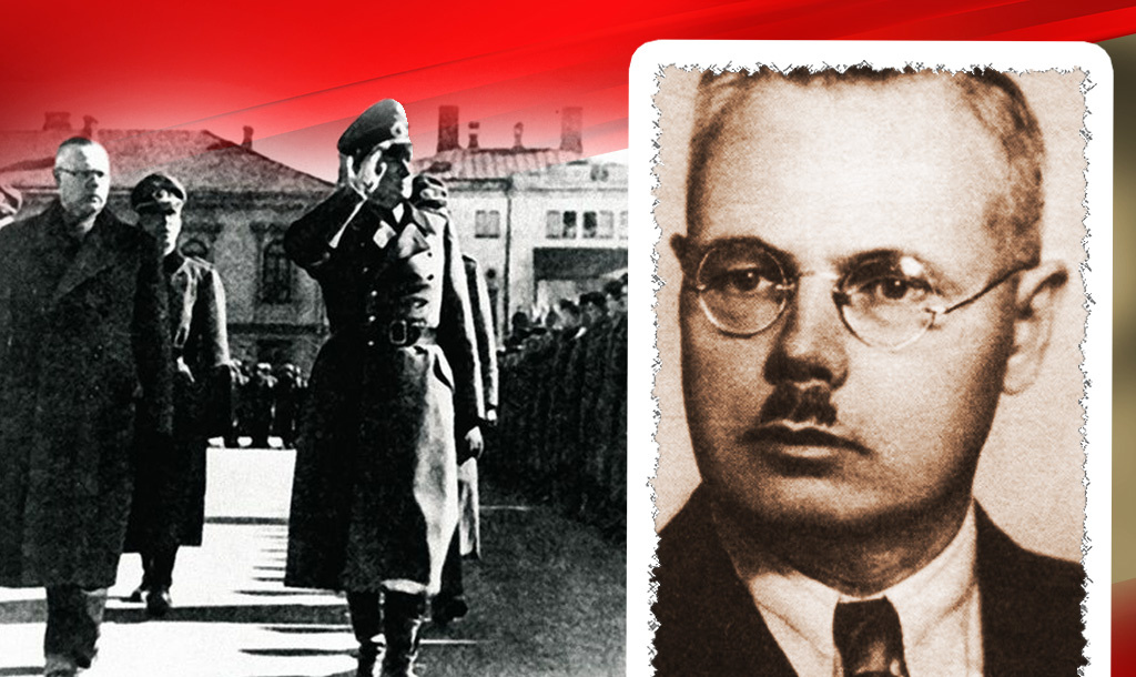 Эсэсовский генерал Йост и его помощник литовский генерал Пятрас Кубилюнас (слева) обходят строй литовских коллаборационистов / Пятрас Кубилюнас