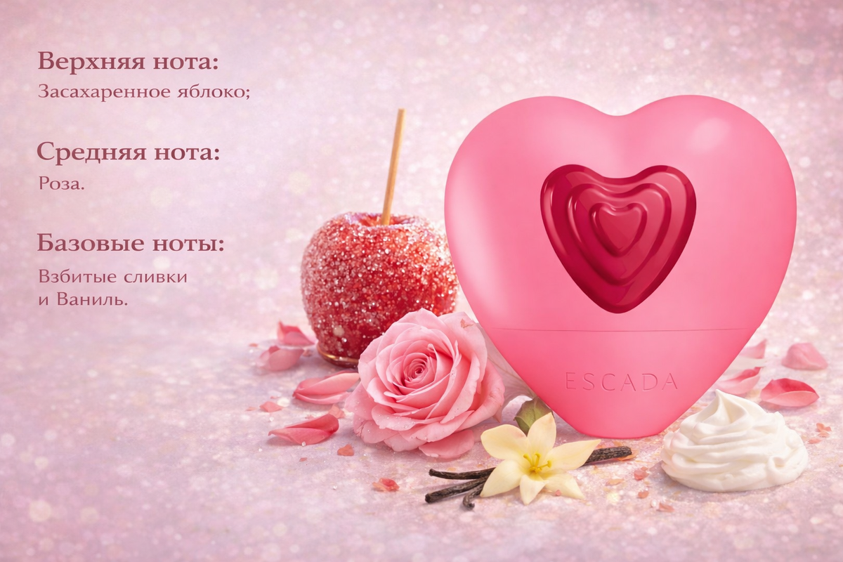 Escada Candy Love - аромат любви и радости во флаконе в форме сердца 