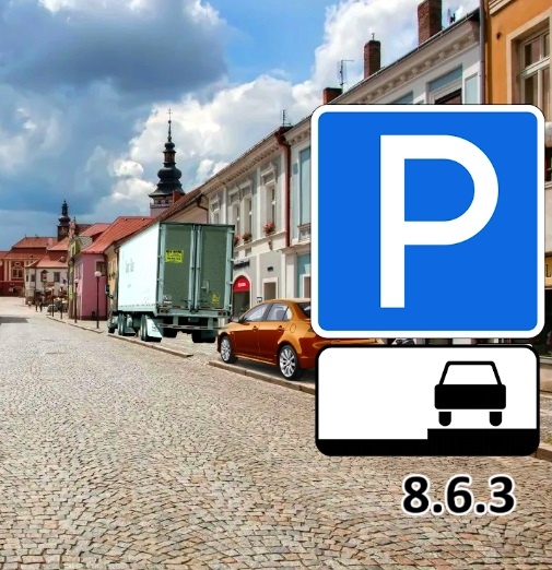 Знак 6.4 "Парковка (парковочное место)" в сочетании с табличкой 8.6.3 "Способ постановки транспортного средства на стоянку» распространяется только на легковые автомобили и на мотоциклы. 
