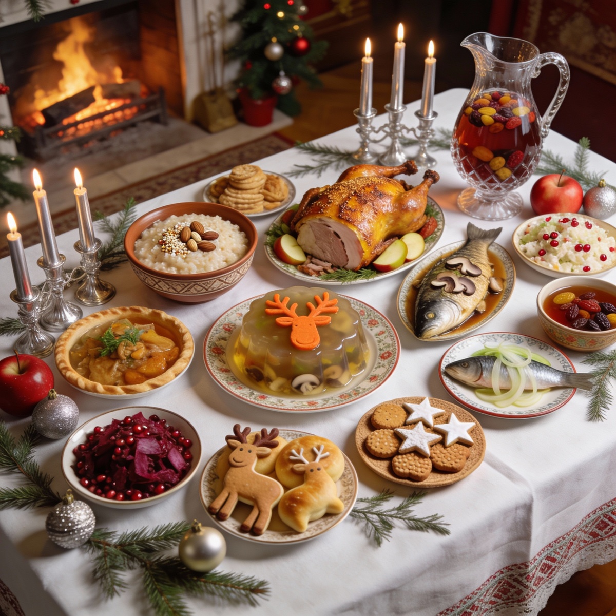 Традиционный русский рождественский стол — 12 блюд Святой ночи 