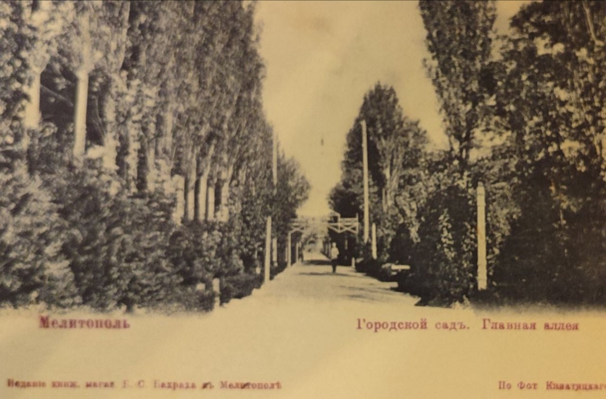 Главная аллея. Городской сад, г. Мелитополь, 1905 г.