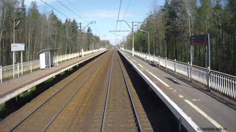 Остановочный пункт 39 км Приозерского направления. Общий вид со стороны Санкт-Петербурга. Фото: А. Шомин, 24 мая 2017 г.