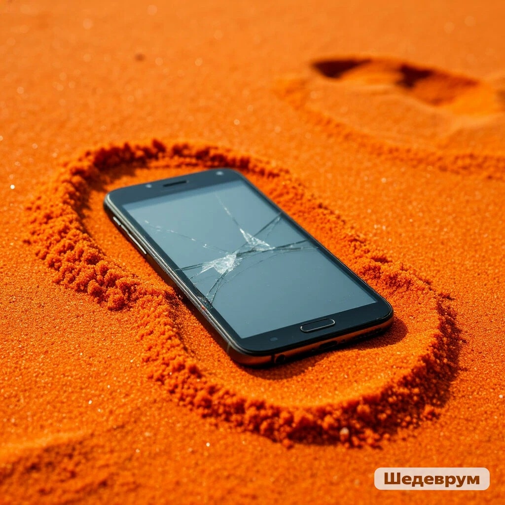 Разбитый телефон на поле боя (фото сделаны шедеврумом)
