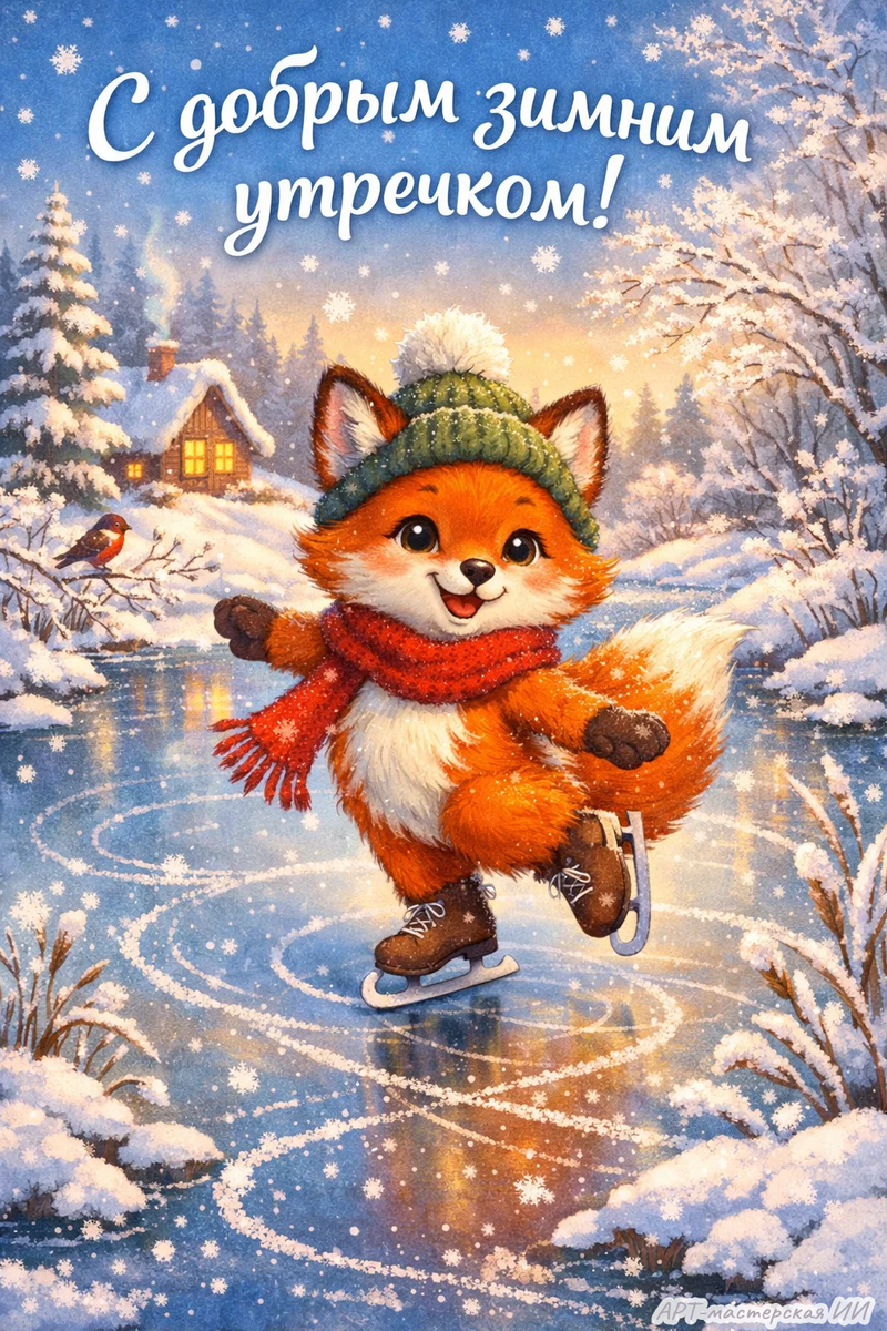 Открытки из серии «С добрым зимним утречком» от АРТ-мастерской ИИ