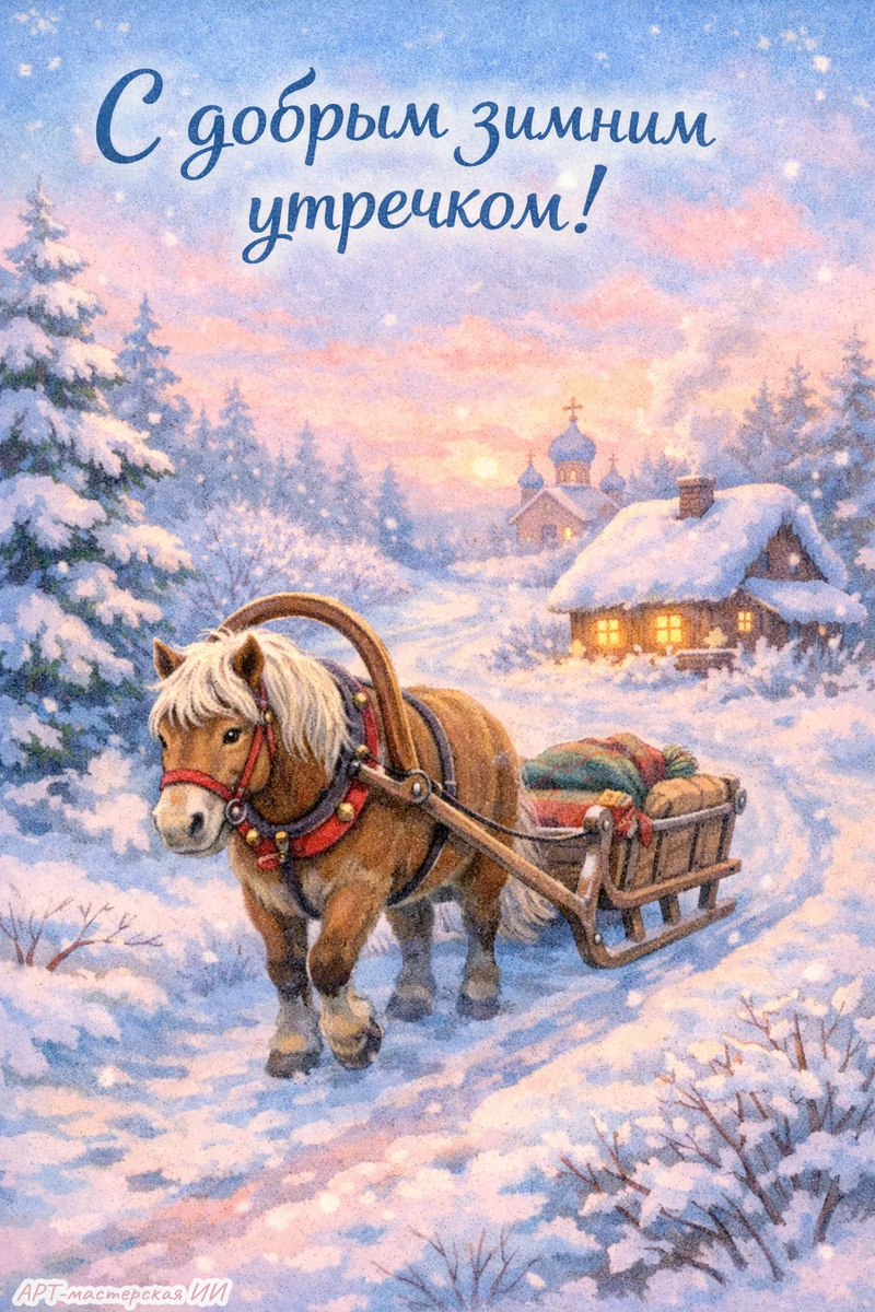 Открытки из серии «С добрым зимним утречком» от АРТ-мастерской ИИ