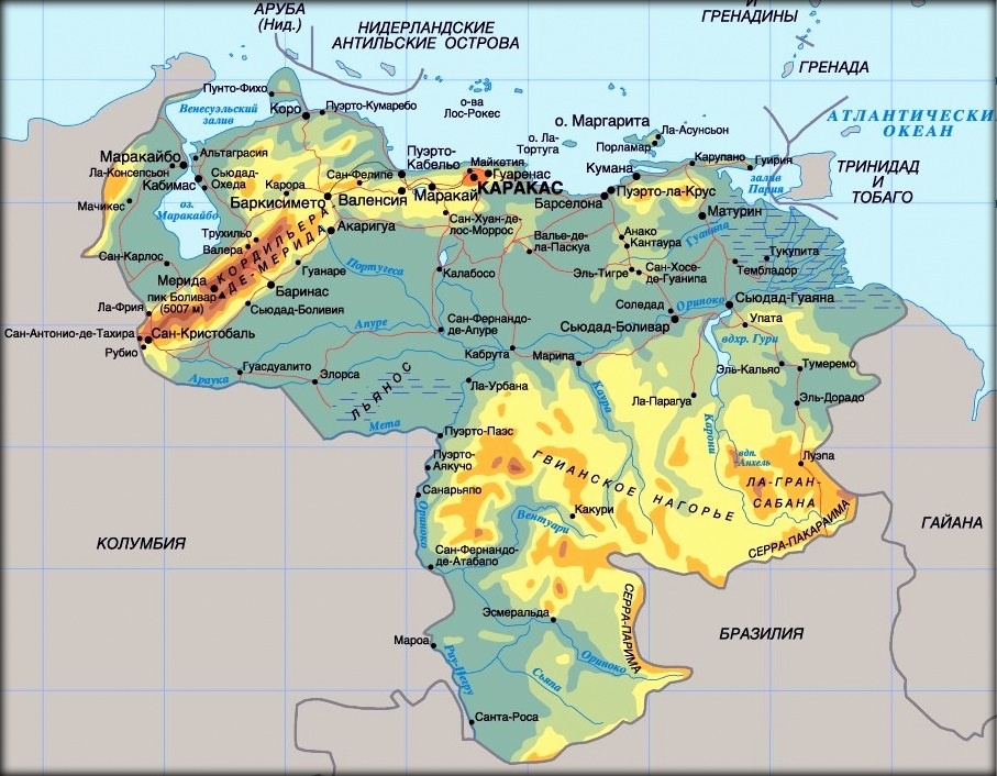 Из открытых источников. Карта Венесуэлы.