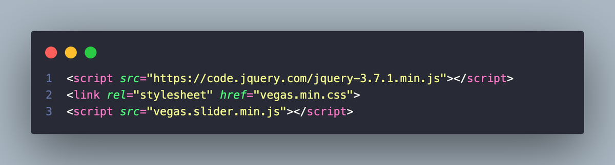 Подключаем jQuery и Vegas