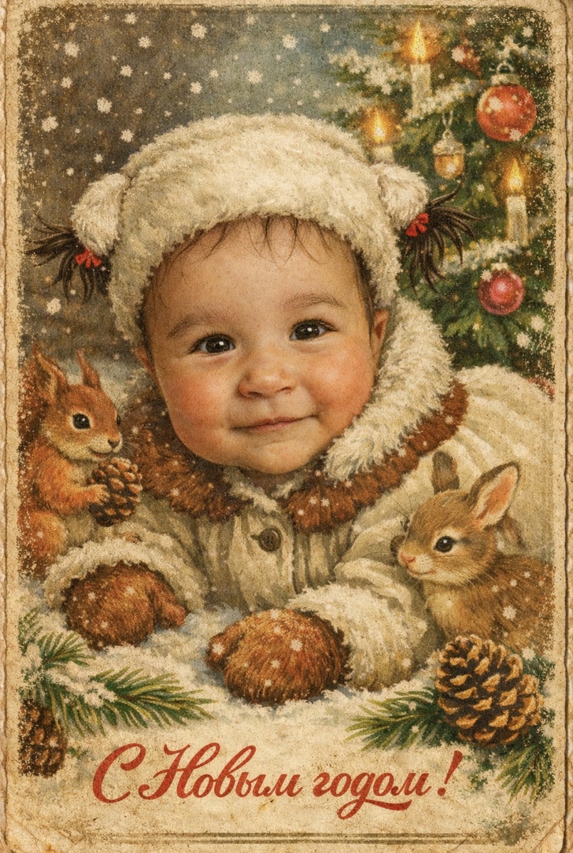 Поздравление от Ксюши, сделала открытки с помощью ИИ