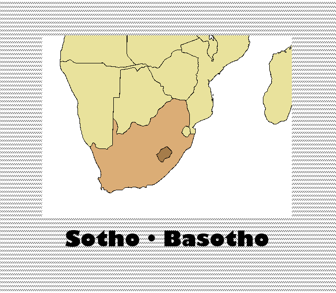 Народ басуто (сото) населяет Лесото и частично ЮАР.