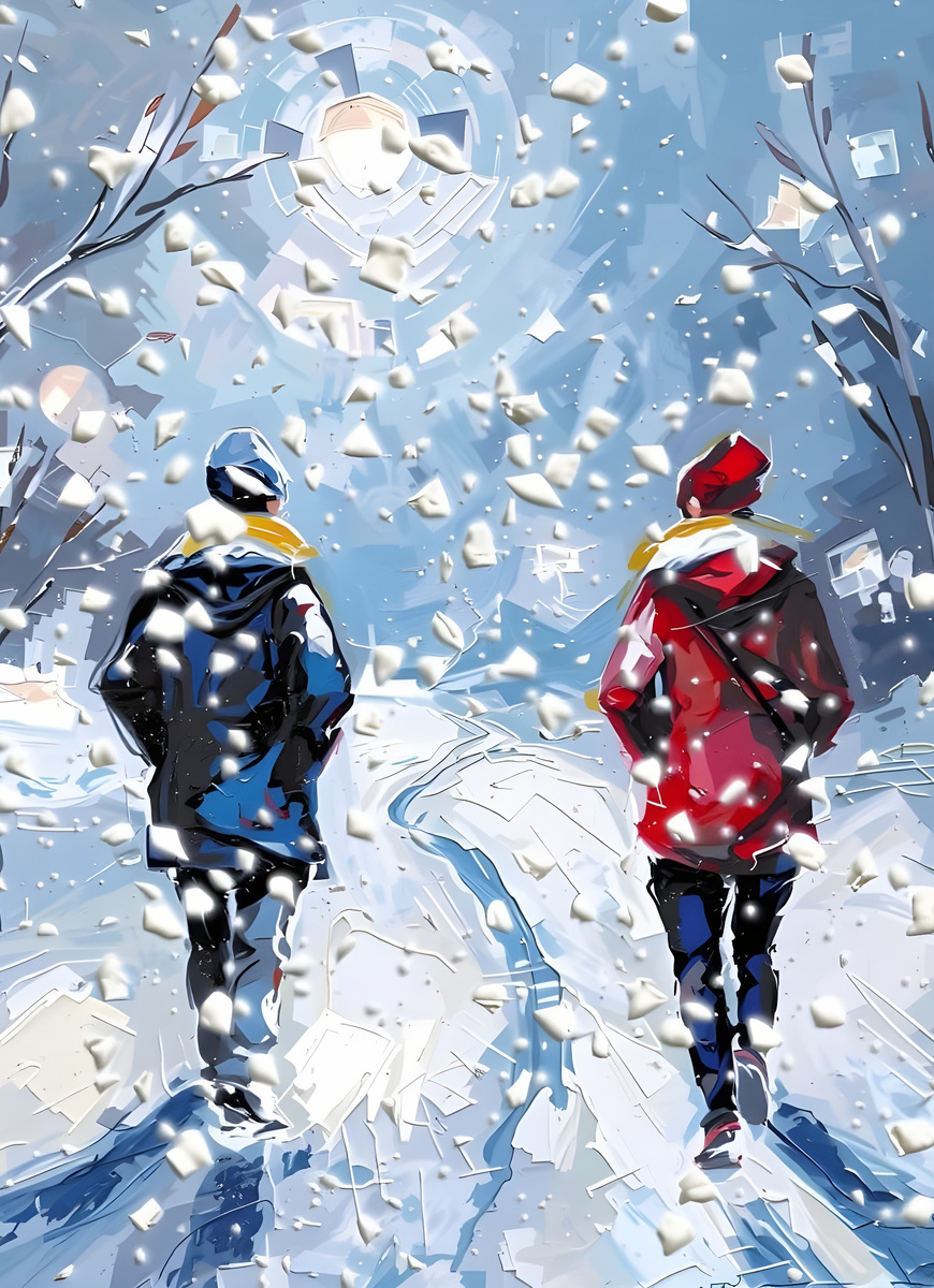 Сквозь снег. Иллюстрация создана с помощью нейросети Flux Schnell  и программы Photoshop.