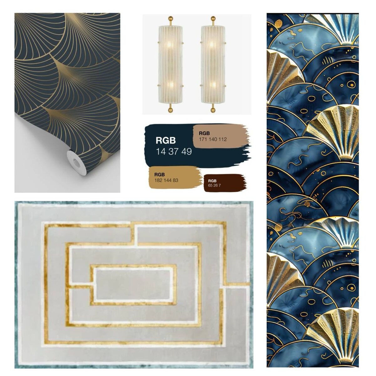 Исходная история была в стиле ардеко и глубоких синих тонах.