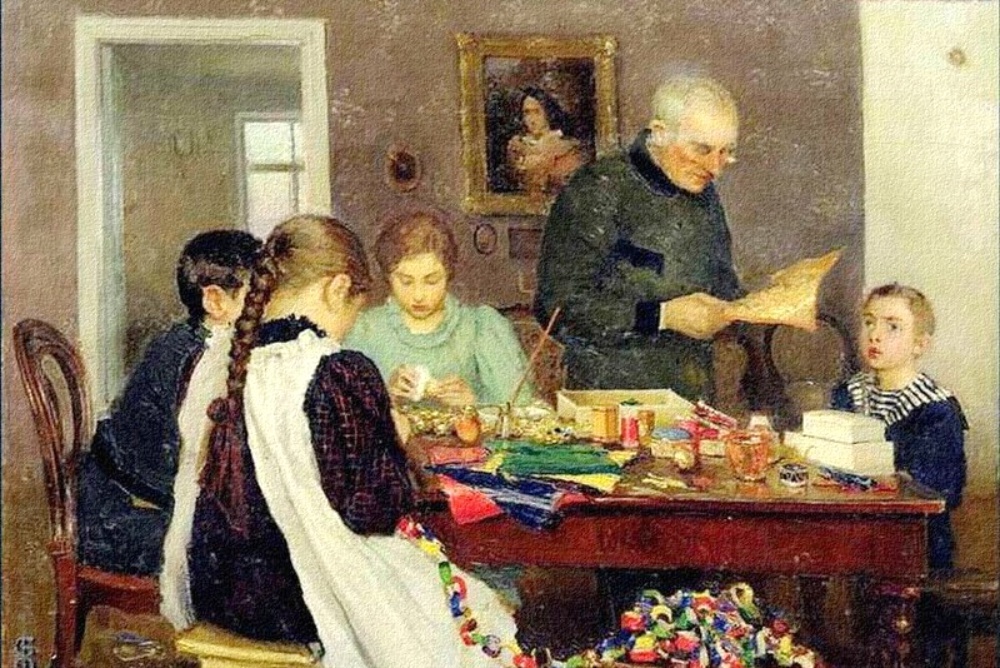    "Подготовка к Рождеству". С. В. Досекин (1869-1916 гг.).