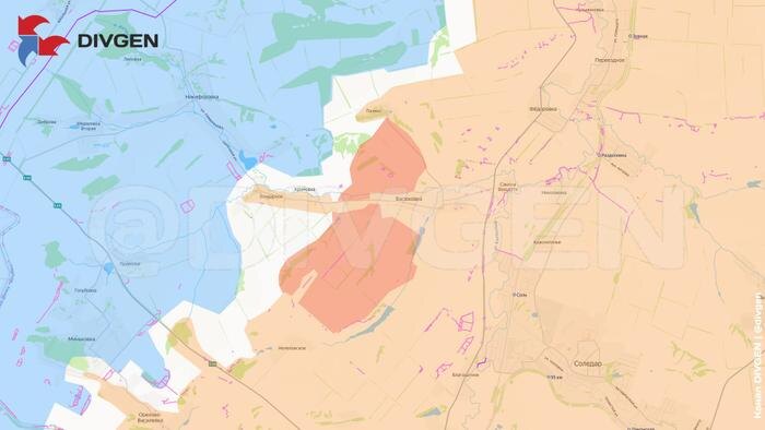 Карта СВО на 5 января 2026 года. Армия России наступает у Бондарного на Славянско-Краматорском направлении. Фото © Telegram / divgen