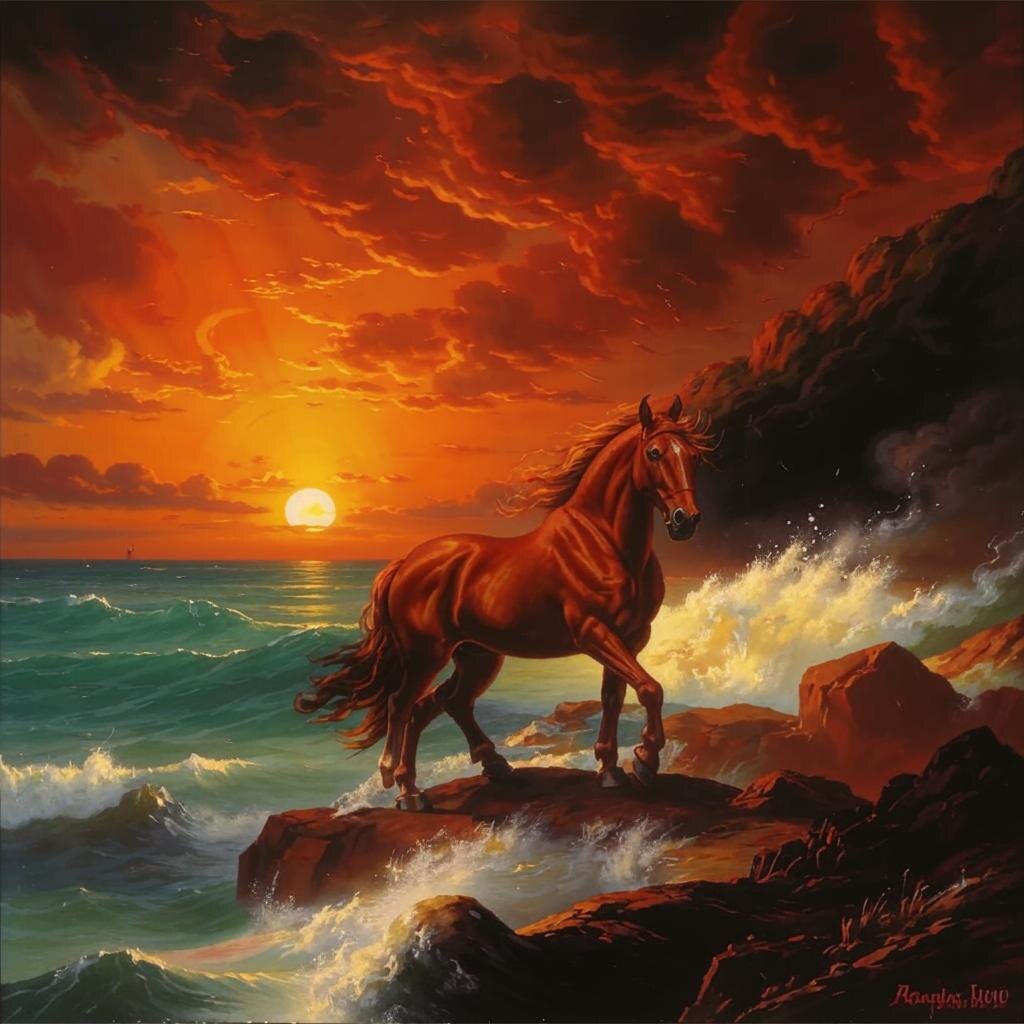 огненный красивый конь_Kandinsky 3.1