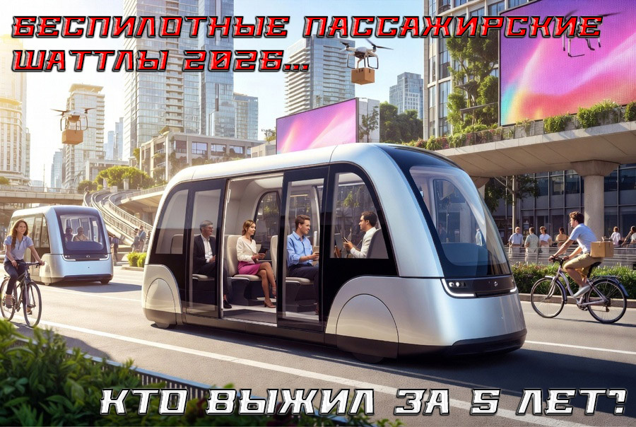    Беспилотные пассажирские шаттлы 2026: крах проектов Запада, тишина в России, успех Китая.