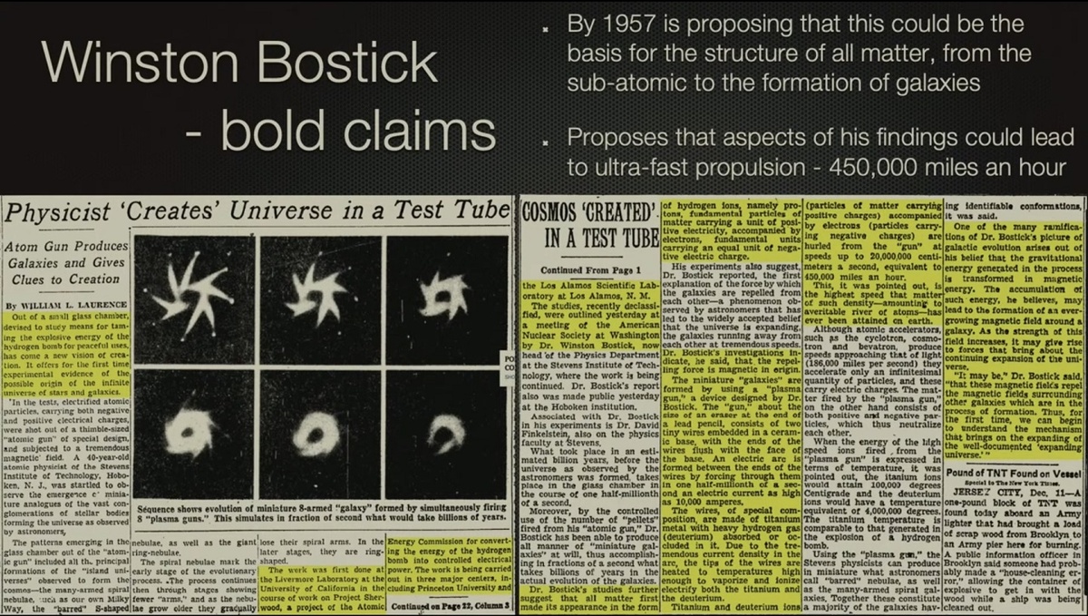 Уинстон Бостик: «Атомная пушка создаёт микрогалактики, давая ключи к пониманию устройства вселенной» (иллюстрация: Роберт Гриниер)