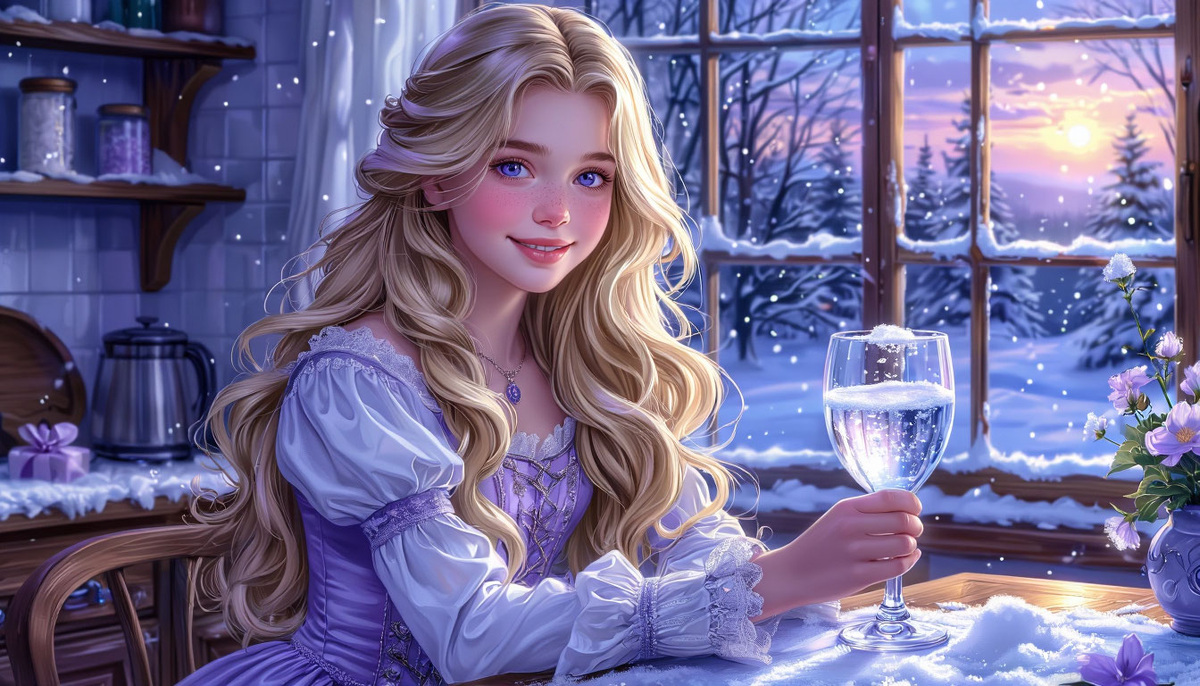 К вопросу, что пьют Алисы, когда наступает Новый Год. Изображение от ИИ Шедеврум