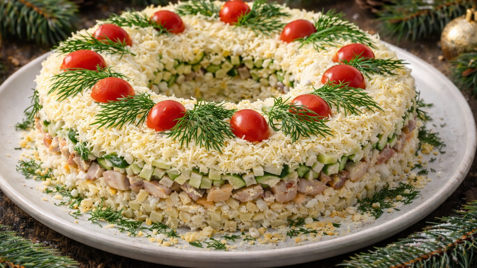 Салат «Рождественский» — традиция в моей семье на 7 января: продукты обычные, а настроение праздничное