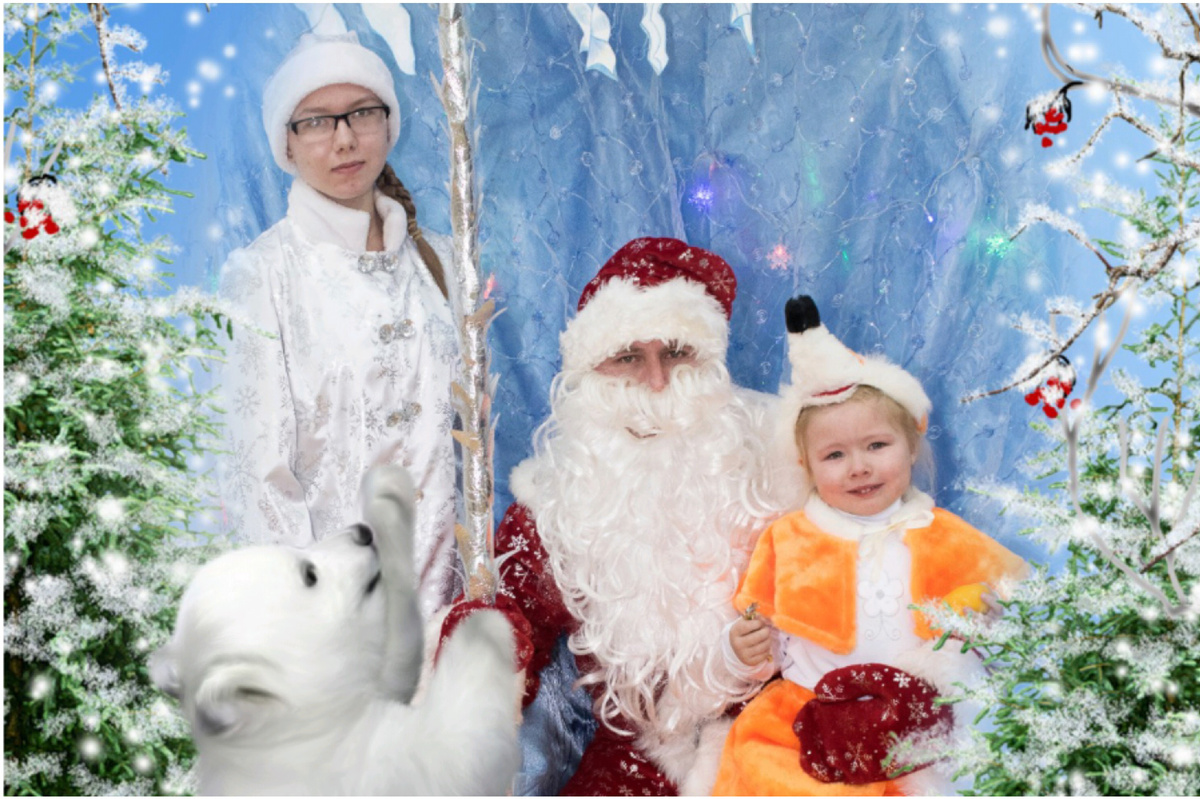 онкурсная фотография Любы Мининой с Дедом Мором и Снегурочкой