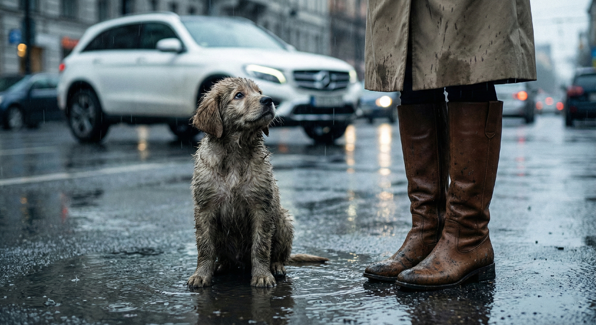 Цена её комфорта. Она побоялась испачкать кожаный салон своей иномарки, оставив живую душу замерзать в ледяной луже.