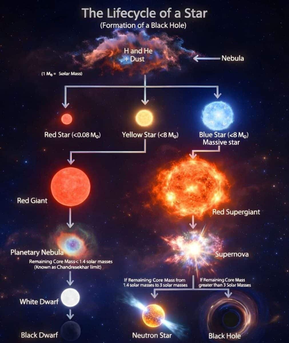    Инфографика: эволюция звезд и черные дыры / © Black Holes / Х