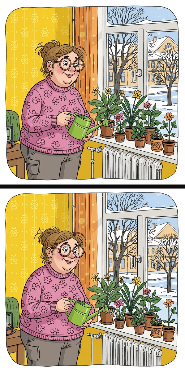 Цветы на подоконнике. Вертикальный вариант