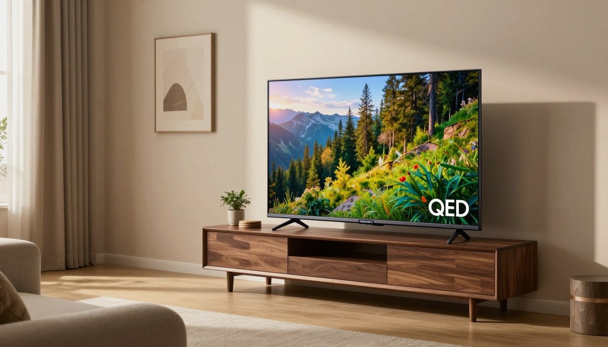 Телевизор Samsung QE55Q7FAAUXRU в современной гостиной — демонстрация насыщенного изображения