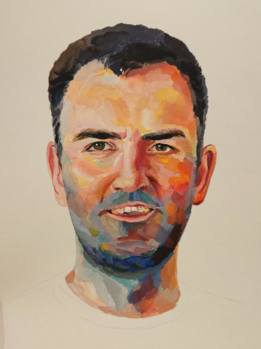 Первый этап, показалось, что очень даже ничего, но когда сверила с референсом, оказалось так себе