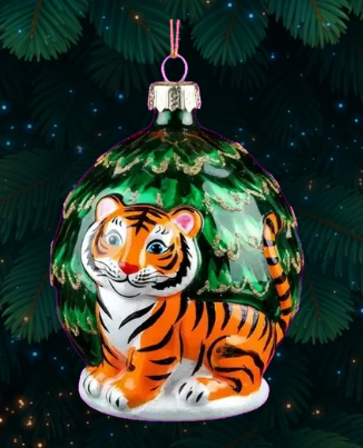 Первая игрушка получилась очень удачно. Тигр под ёлкой.