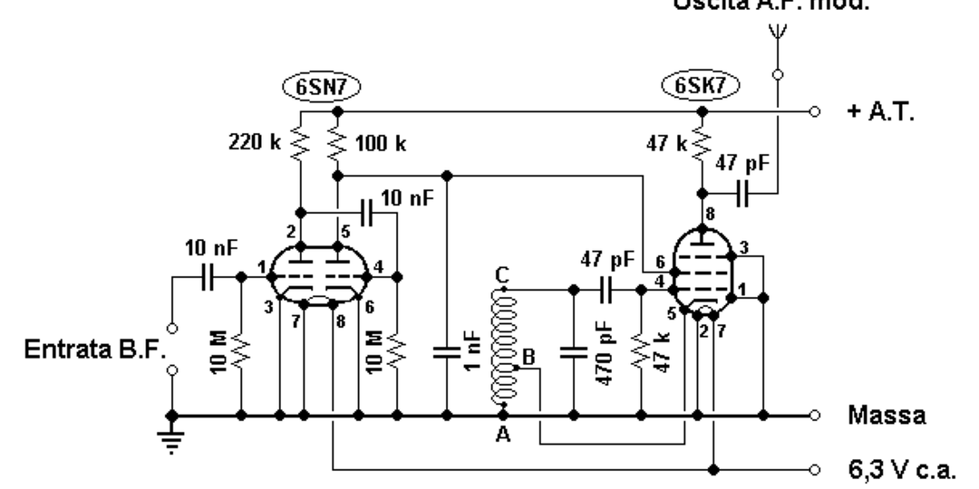 Двухламповый средневолновый вещательный передатчик (шарманка) итальянского радиолюбителя